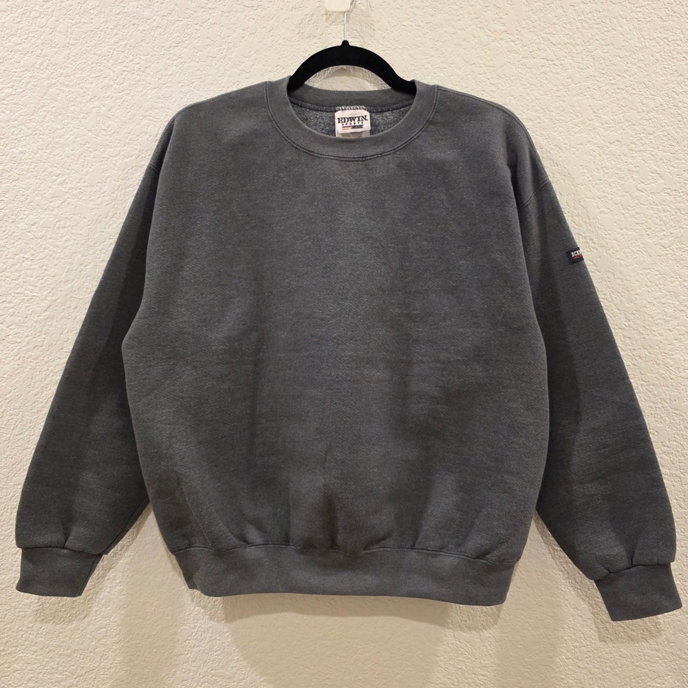 VTG Edwin Sports Crewneck Sweatshirt Mens Medium Gray Made in USA Edwin Co Ltd